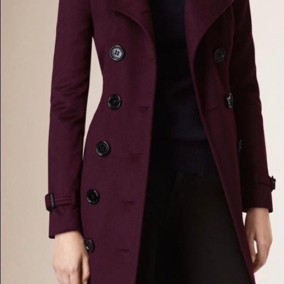 Burberry wool trench in plum - Picture 2 of 9
